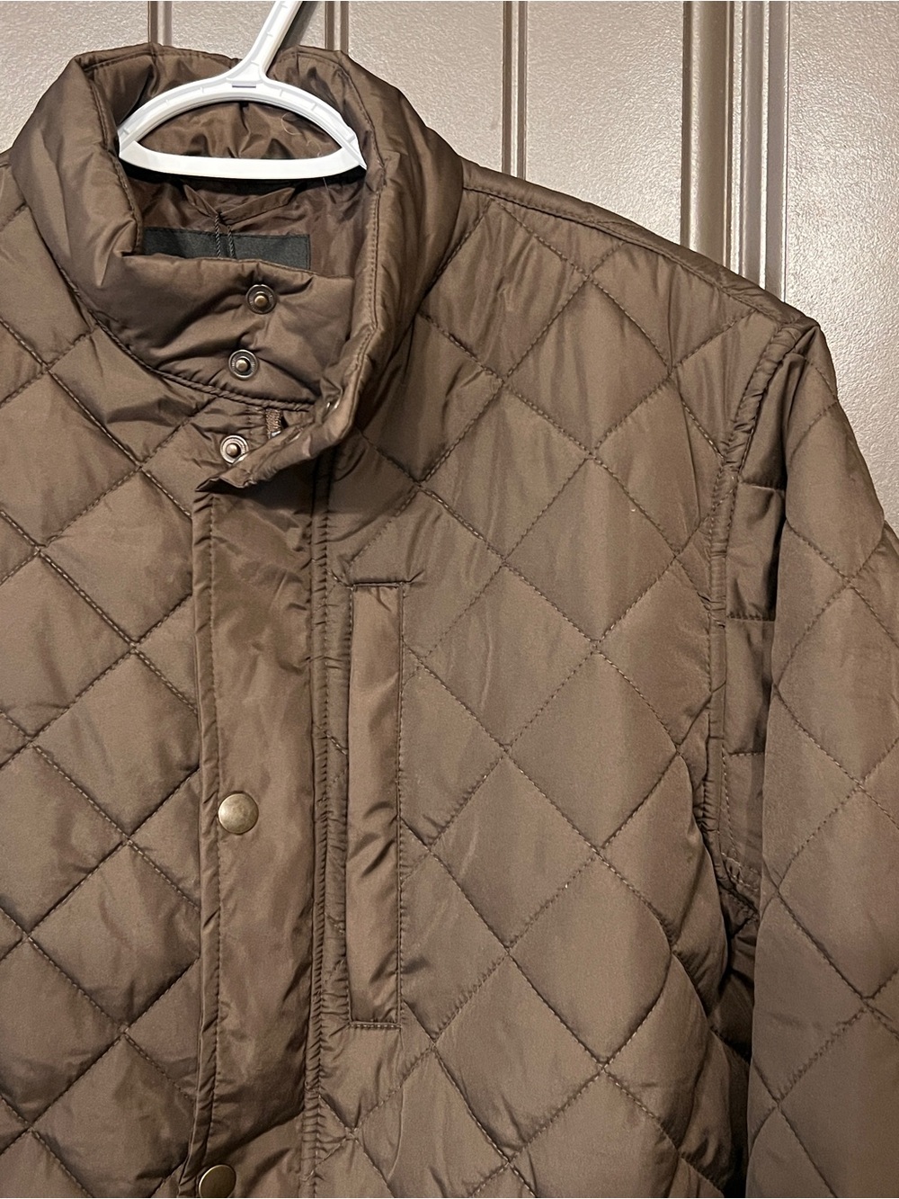 NWT Banana Republic Men’s Earth Brown Diamond Quilted Puffer Jacket, Size Medium - Picture 3 of 8
